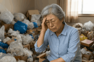 家の中で片付けができず悩む老人